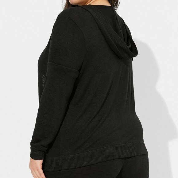 Torrid Light Weight Hacci Hooded Lounge black Cardigan - Picture 3 of 10